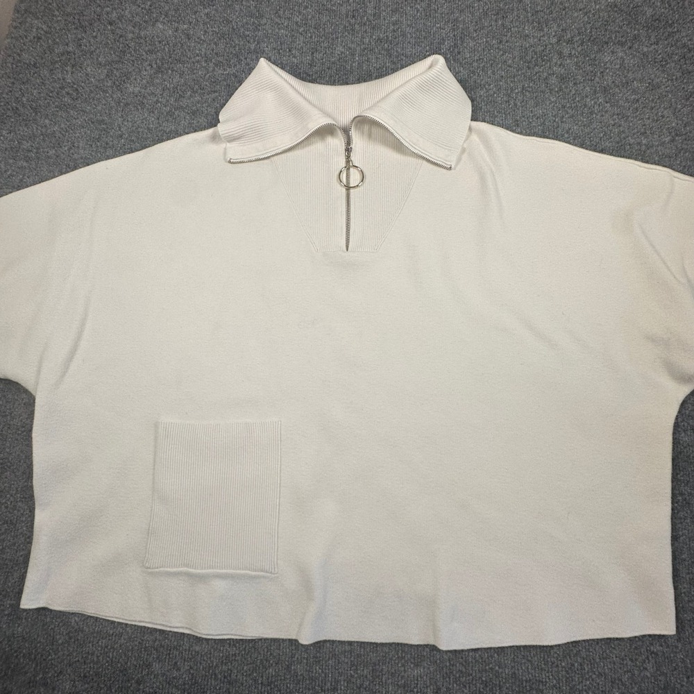 Joseph Ribkoff Jacquard Zipped Collar‎ Sweater Vanilla Women's Large - Picture 3 of 8